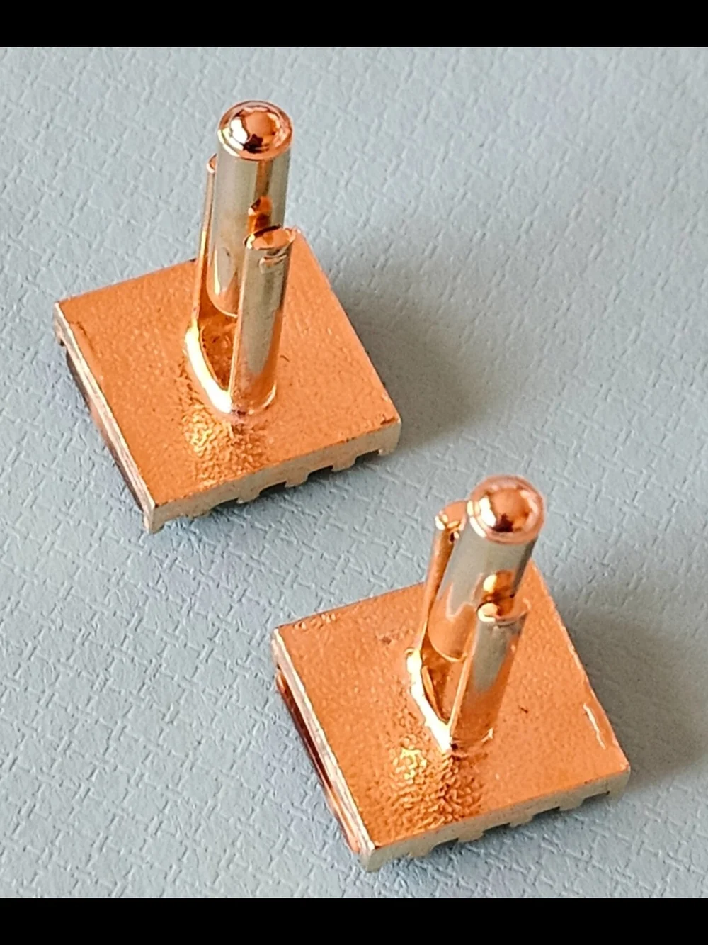 Vintage 1970s Men’s Tiger’s Eye Gold Tone Cufflinks Square Mid-Century